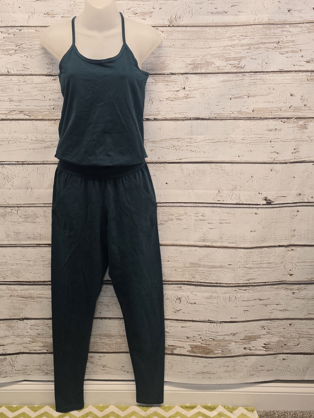 Ripple Teal Racerback Yoga Jumpsuit Romper Size Large